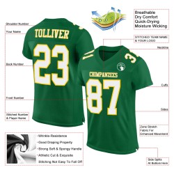Maillot de football authentique personnalisé en maille vert Kelly blanc-or