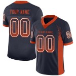 Maillot de football personnalisé bleu marine orange et blanc en maille Drift Fashion