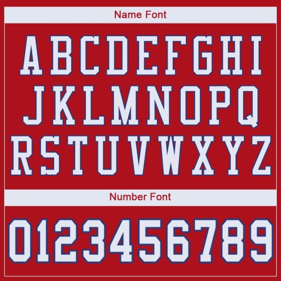 Maillot de football authentique personnalisé en maille rouge, blanc et royal