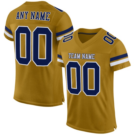 Maillot de football authentique personnalisé en maille bleu marine et blanc