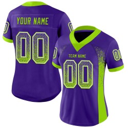 Maillot de football personnalisé en maille violet fluo vert et blanc