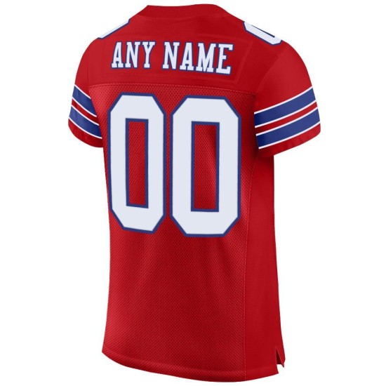 Maillot de football authentique personnalisé en maille rouge, blanc et royal