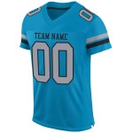 Maillot de football authentique personnalisé Panther bleu gris clair et noir en maille