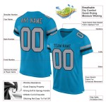 Maillot de football authentique personnalisé Panther bleu gris clair et noir en maille