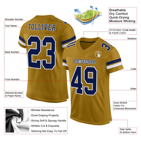 Maillot de football authentique personnalisé en maille bleu marine et blanc