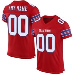 Maillot de football authentique personnalisé en maille rouge, blanc et royal